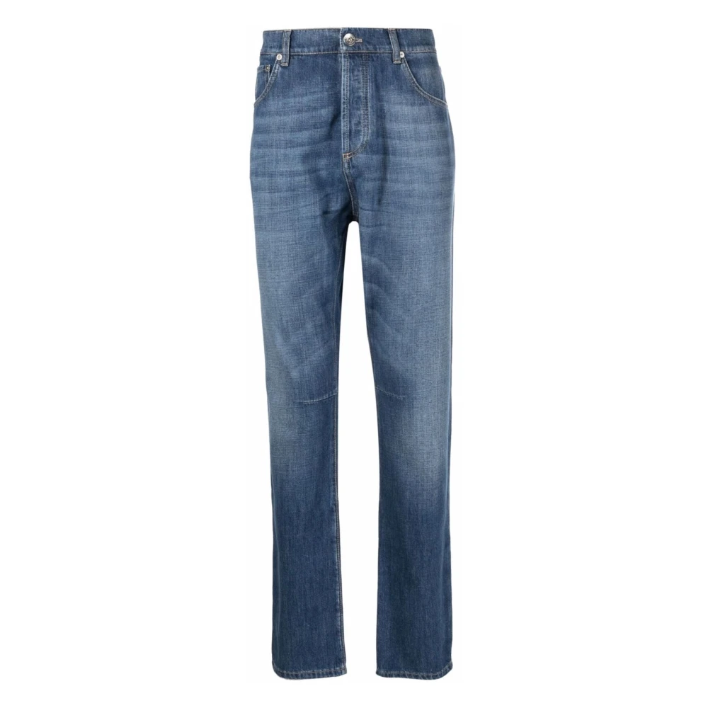 BRUNELLO CUCINELLI Blauwe Denim Broek voor Mannen Blue Heren