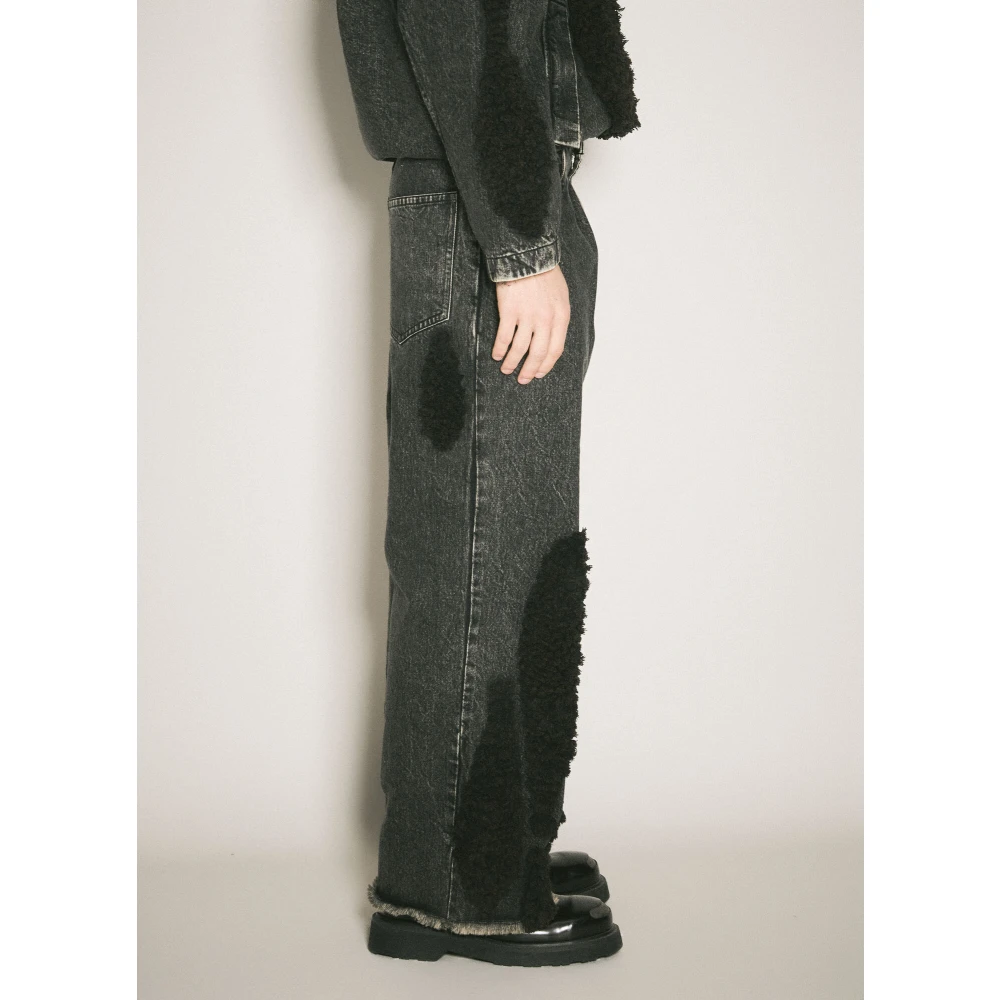 Song for the Mute Teddy Panel Boyfriend Jeans Black Heren