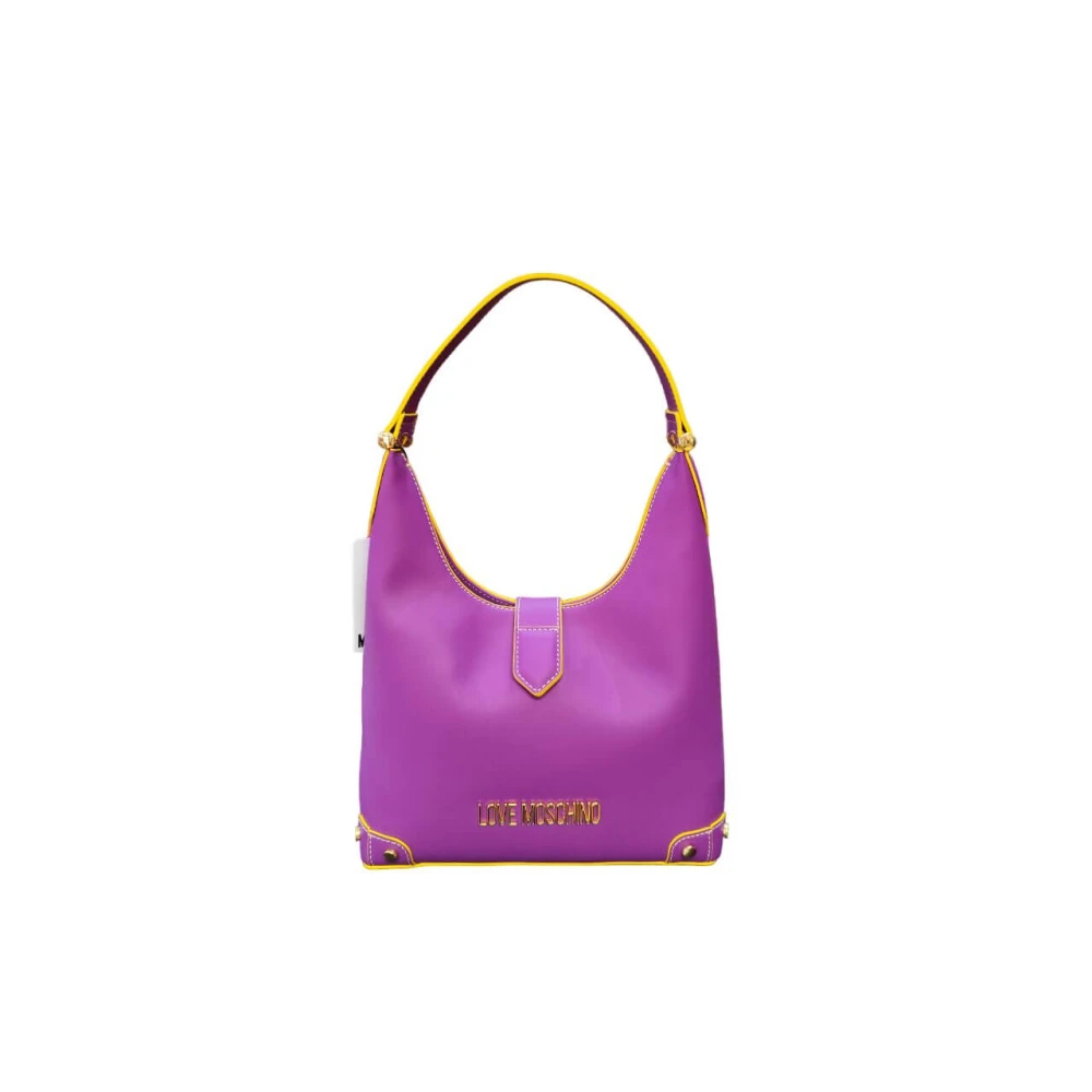 Love Moschino Paarse Hobo Tas met Gouden Logo Purple Dames