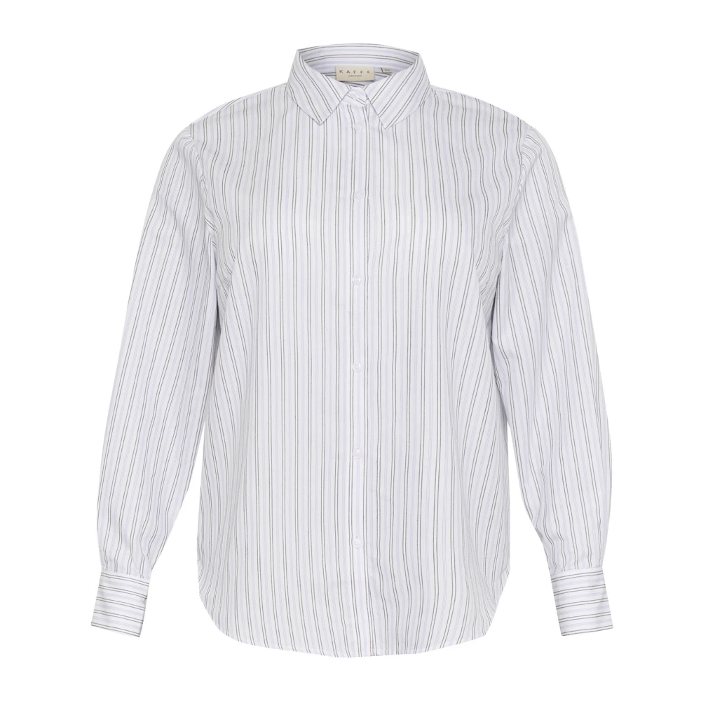 Kaffe Curve Gestreepte Overhemdblouse Wit Blauw Zwart White Dames