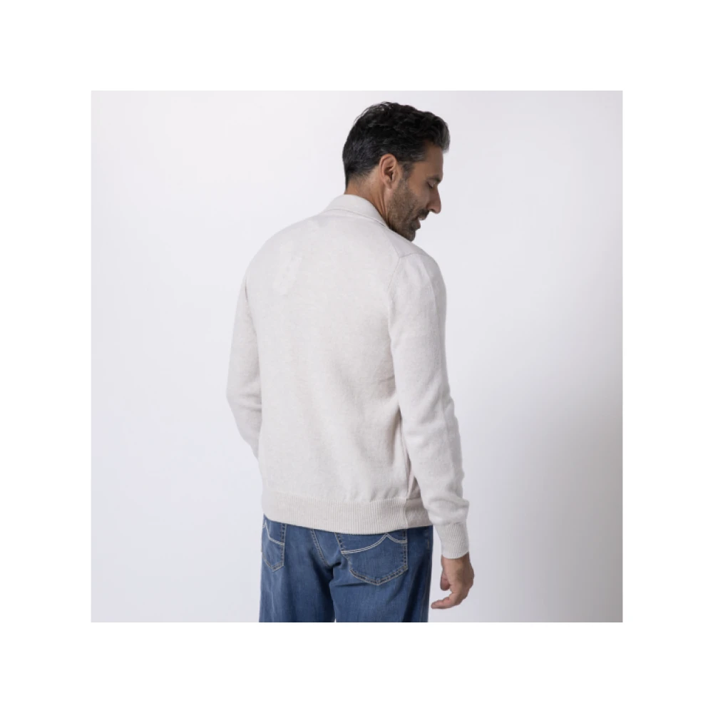 Gran Sasso Beige Bi-materiaal Overhemd Jas Gray Heren