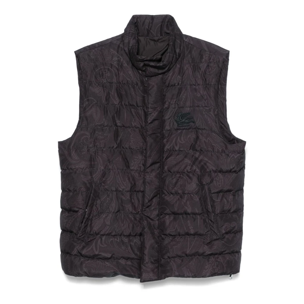 ETRO Zwart Gewatteerd Paisley Gilet Jas Black Heren