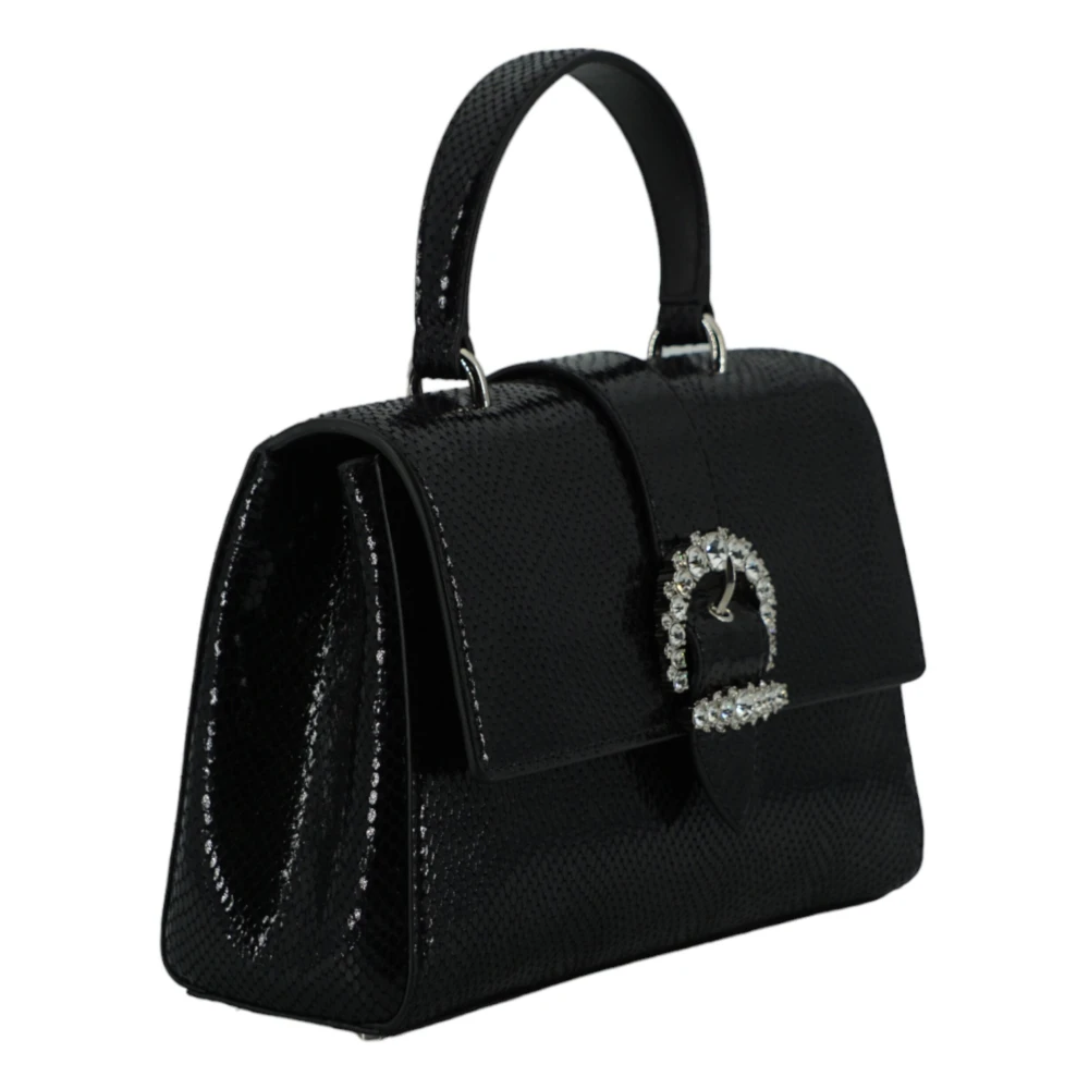 Jimmy Choo Zwarte leren top handvat schoudertas Black Dames