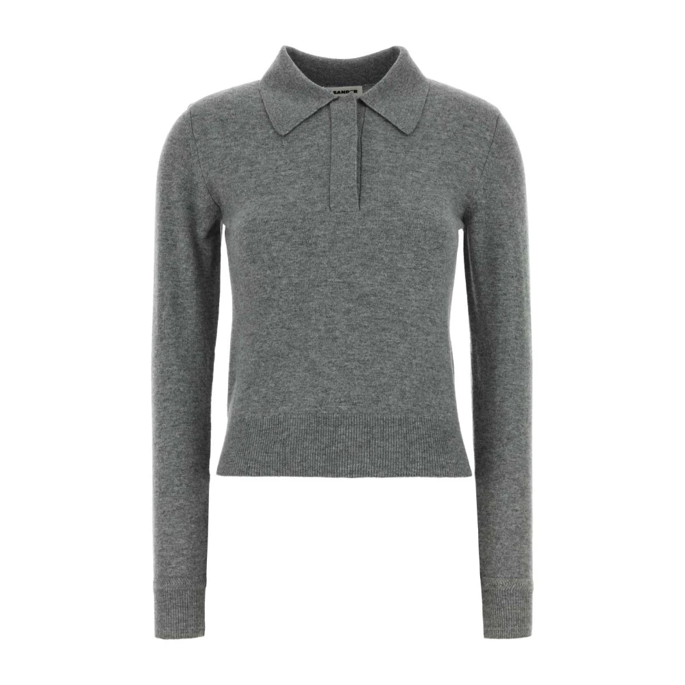 Jil Sander Vrouw Grijs Truien & Vesten Dames, S, Wol, Lichtgewicht Wollen Polo Trui