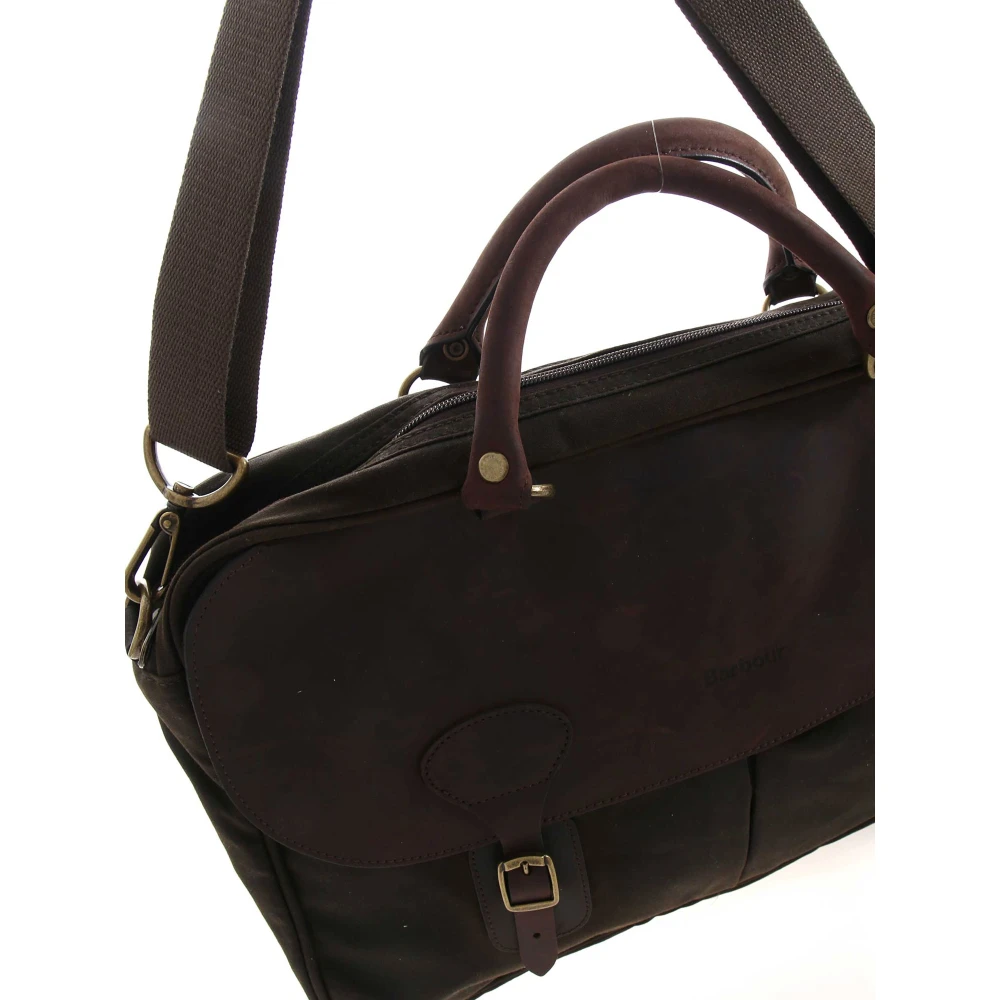 Barbour Leren Schoudertas Aktetas Brown Heren