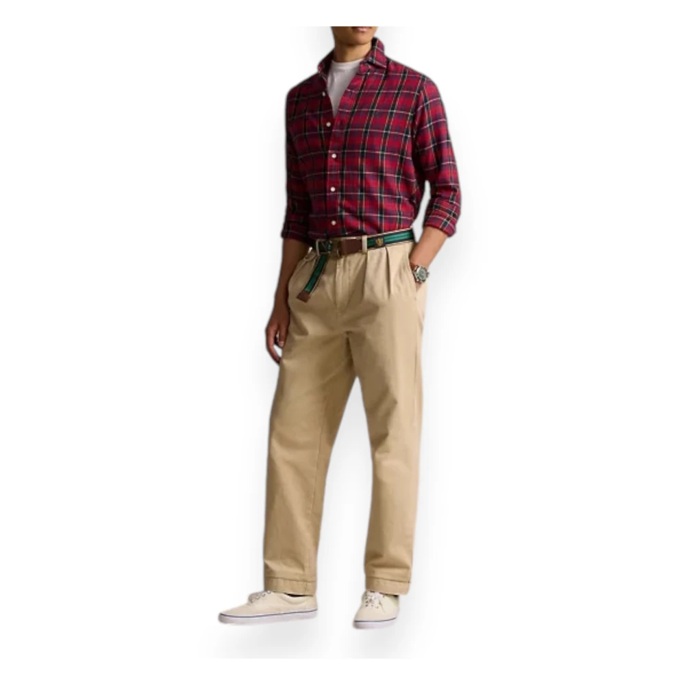 Polo Ralph Lauren Custom-Fit Twill Geruite Overhemd Red Heren
