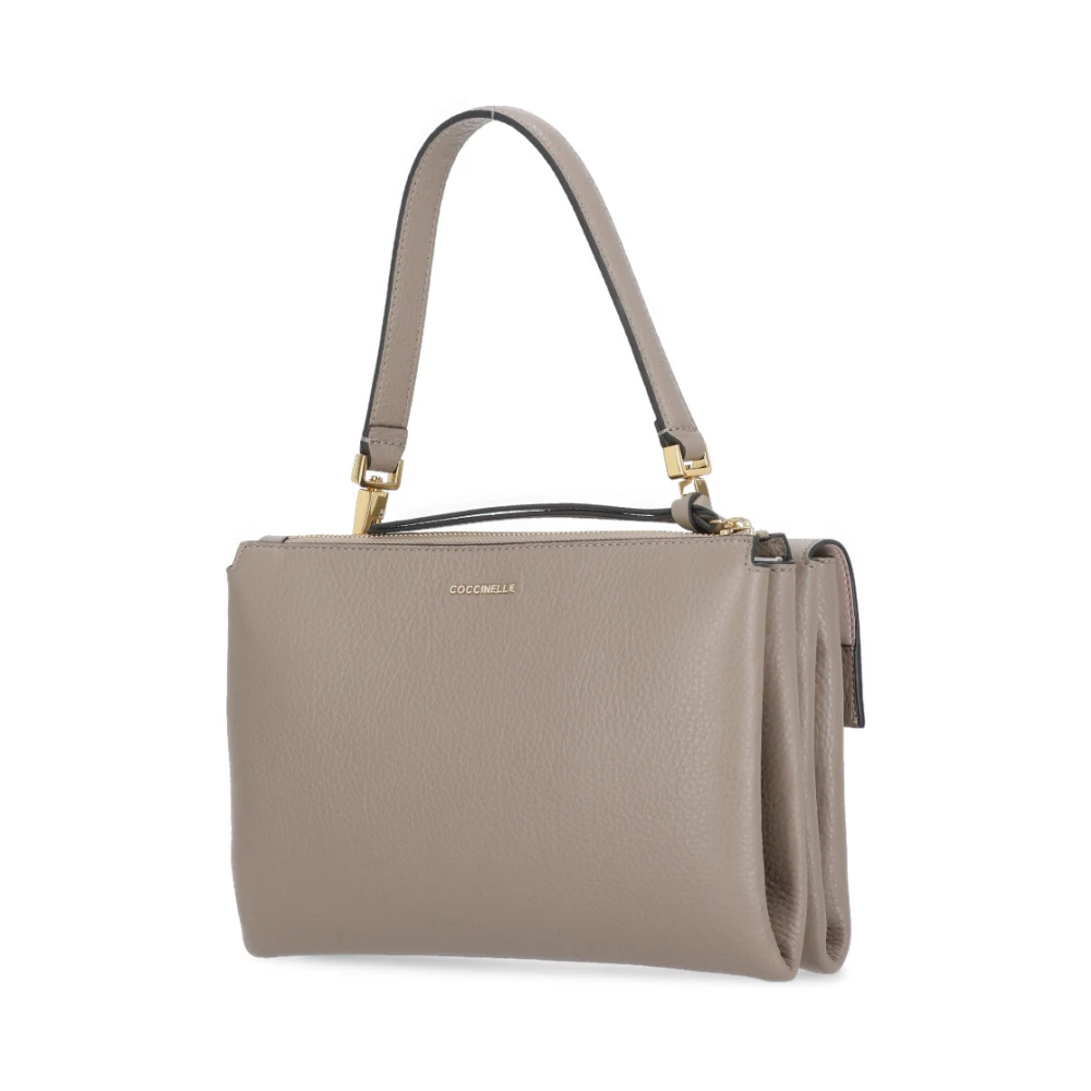 Coccinelle Beige Leren Handtas met Afneembaar Handvat Beige Dames