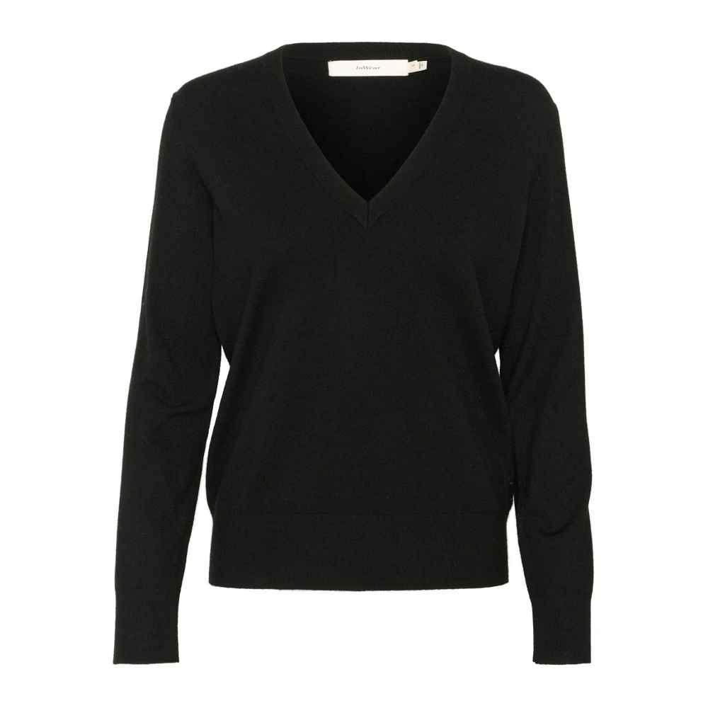 InWear Zwarte V-hals Gebreide Trui Black Dames