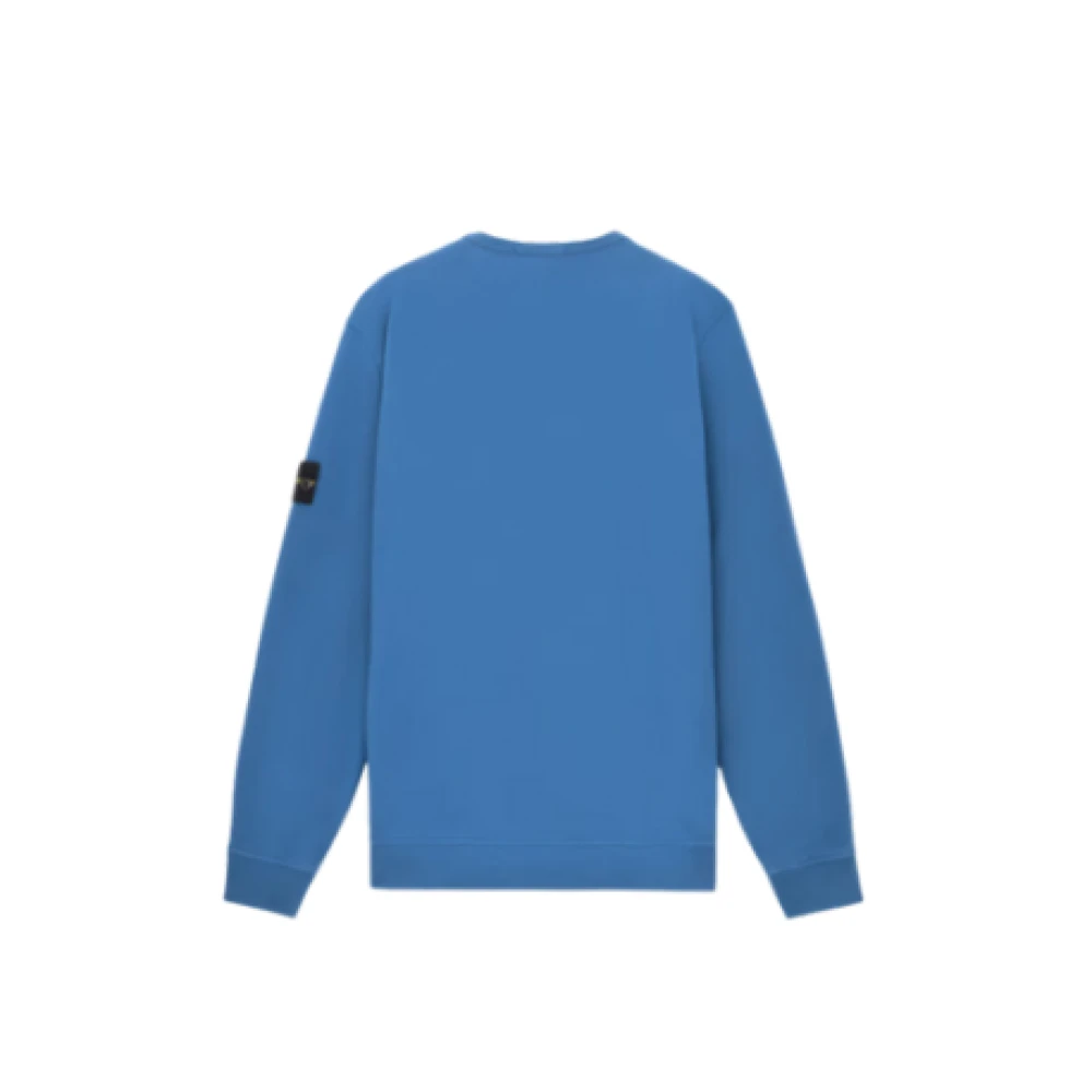 Stone Island Organische Katoenen Crewneck Sweatshirt met Geribbelde Details Blue Heren