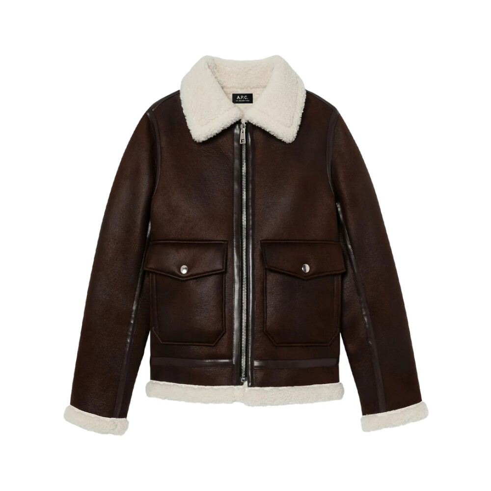 ジャケット・アウター A.P.C. BROWN LEATHER JACKET A.P.C. Leather Riders Jacket Brown Men's Size S From Japan