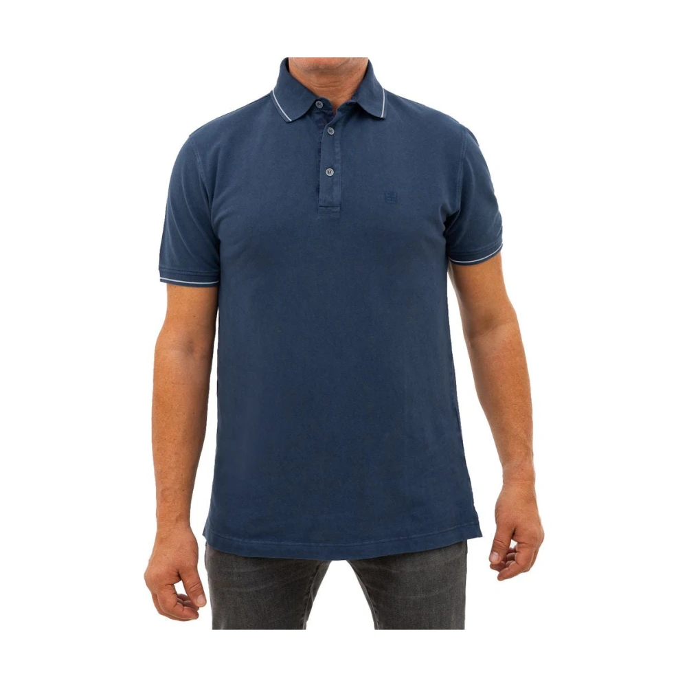 Corneliani Navy Katoenen Poloshirt Blue Heren