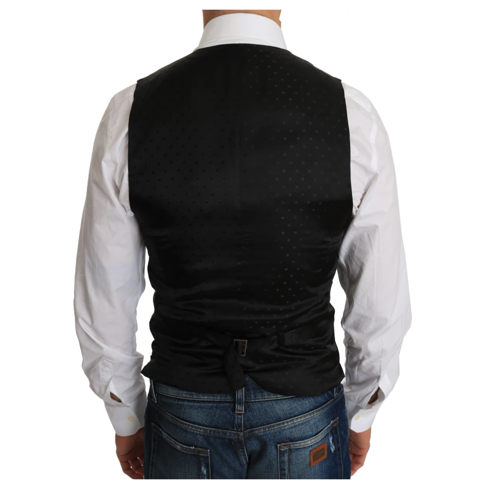 Dolce & Gabbana Zwarte Formele Wollen Vest Black Heren