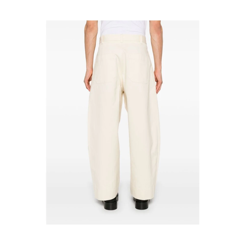 Studio Nicholson Ecru Broek met Riem en Zakken Beige Heren
