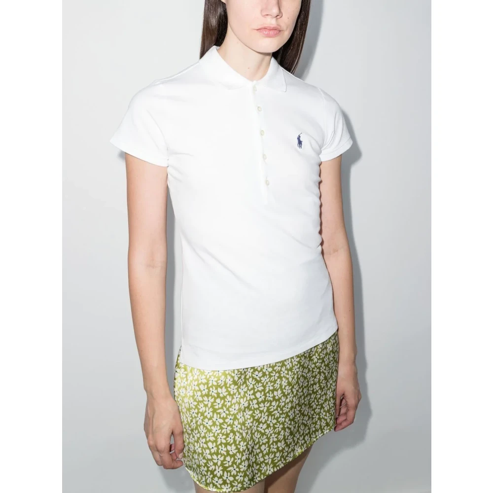 Ralph Lauren Polo Shirt XS Katoen Spandex Mix White Dames