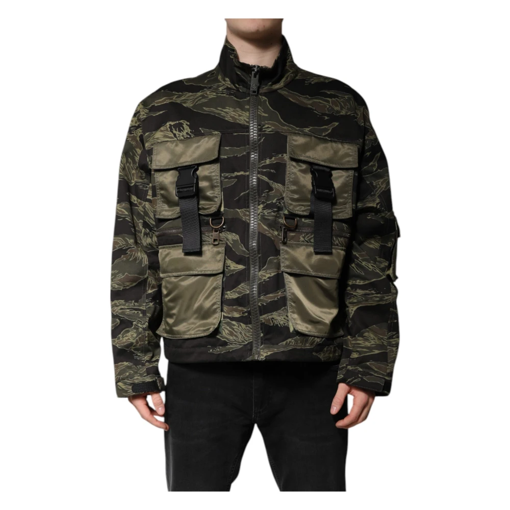 Dolce & Gabbana Men's Multicolor Bomber Jackets, Xl, Camouflage Cotton Bomber Jacket