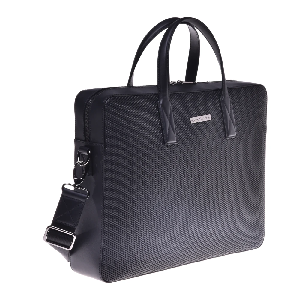 Baldinini Professional bag in black speckled leather Black Heren