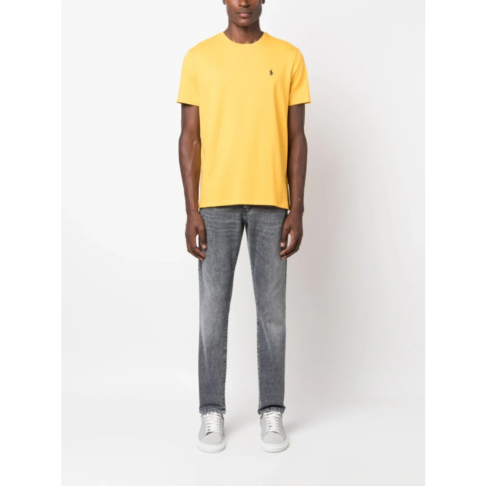 Polo Ralph Lauren Geel Crewneck T-shirt met Handtekening Pony Borduurwerk Yellow Heren
