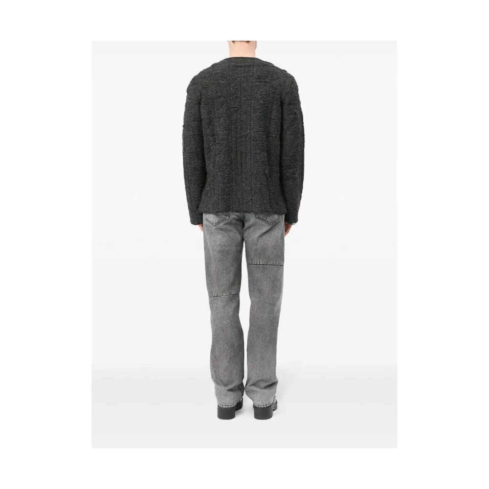 MM6 Maison Margiela Gedistresseerde Crew Neck Wollen Trui Gray Heren