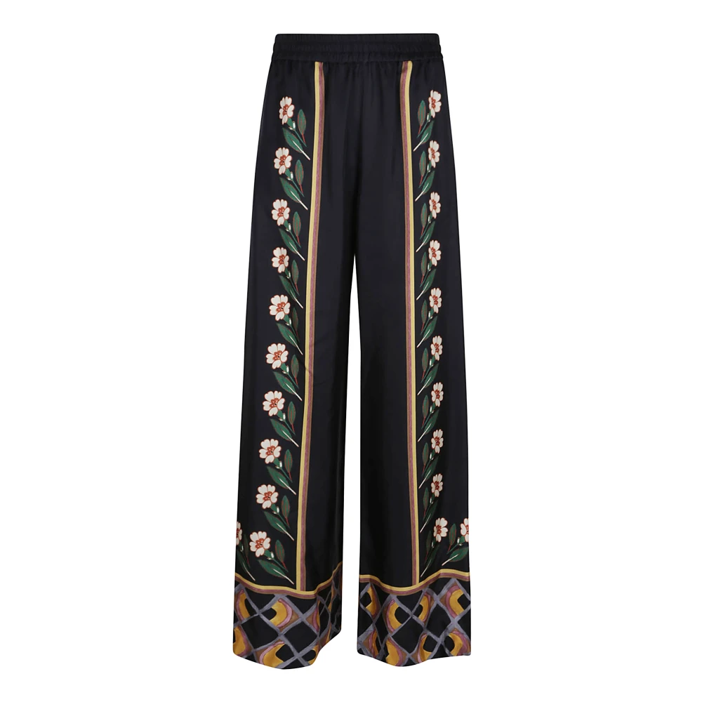 La DoubleJ Multicolor Zijden Broek Black Dames