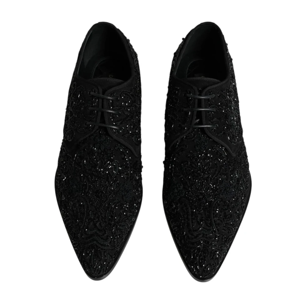 Dolce & Gabbana Zwarte versierde suède Derby formele schoenen Black Heren