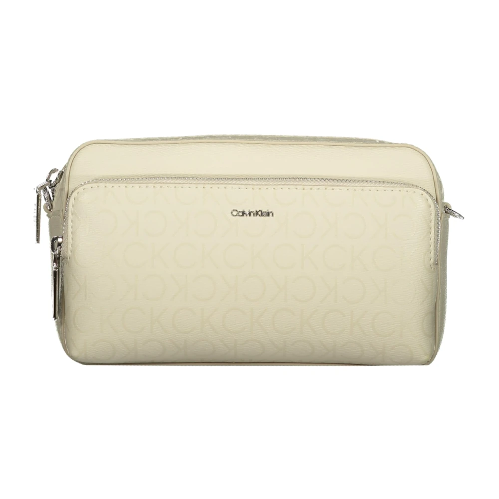 Calvin Klein Beige Schoudertas met Ritssluiting Beige Dames