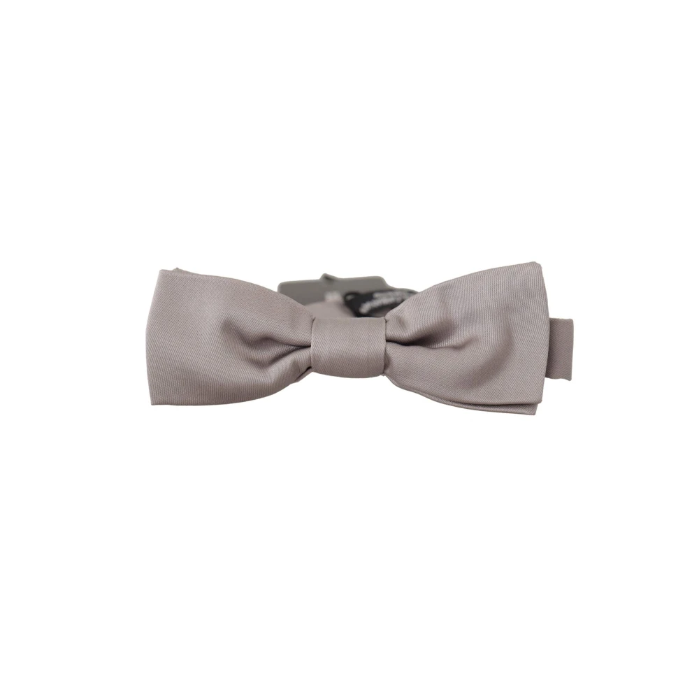 Dolce & Gabbana Gray Silver Silk Adjustable Neck Papillon Tie - Male - Bow Ties - One Size - Accessories