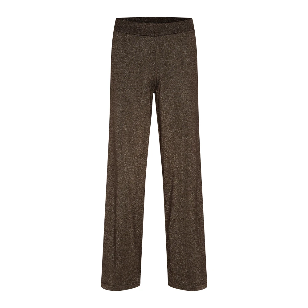Saint Tropez Glitterbroek met brede tailleband Brown Dames