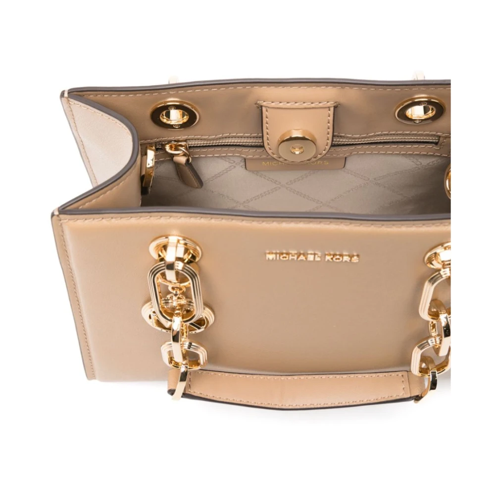 Michael Kors Taupe lederen schoudertas met logoblok Brown Dames