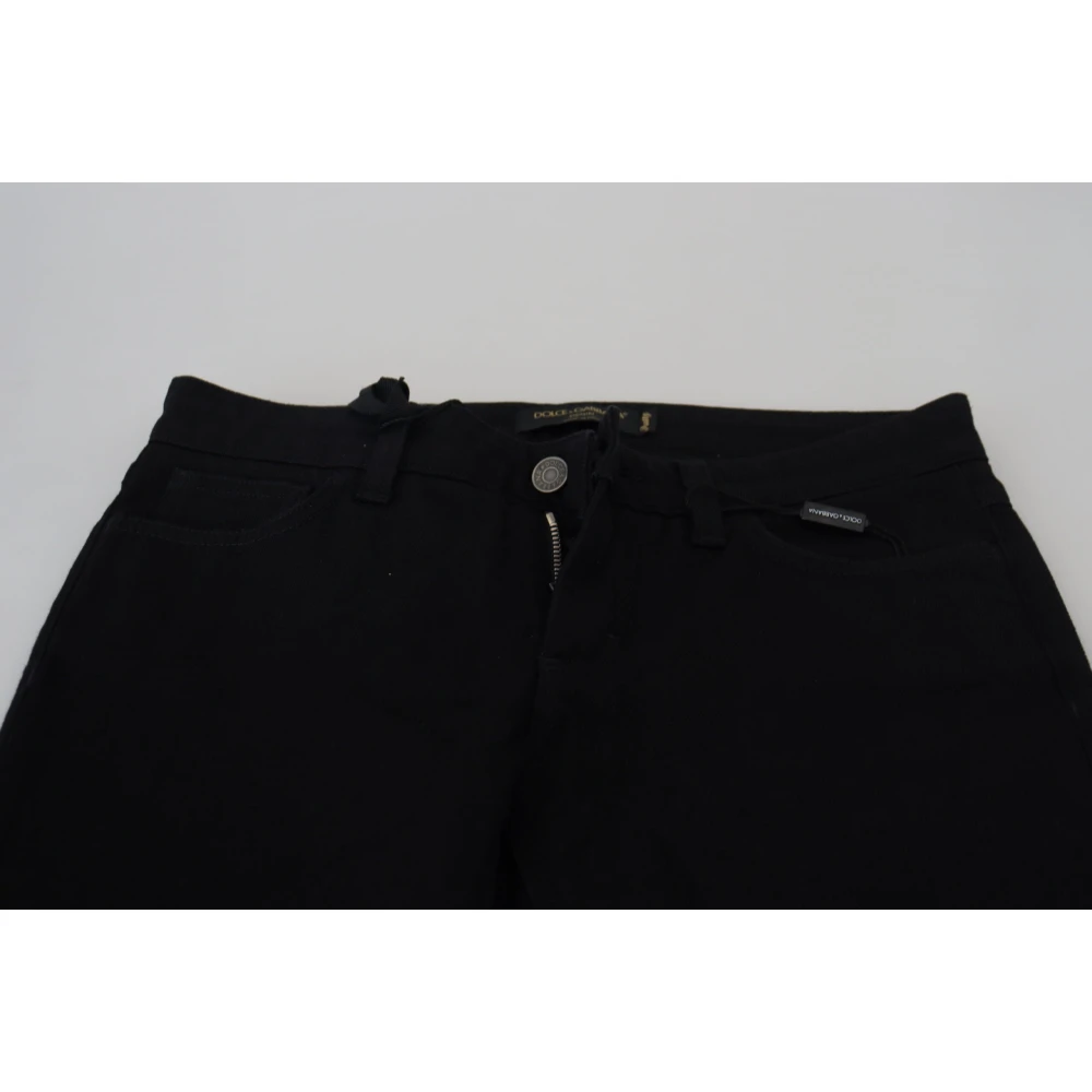 Dolce & Gabbana Zwarte Katoenen Lage Taille Slim Fit Denim Jeans Black Dames