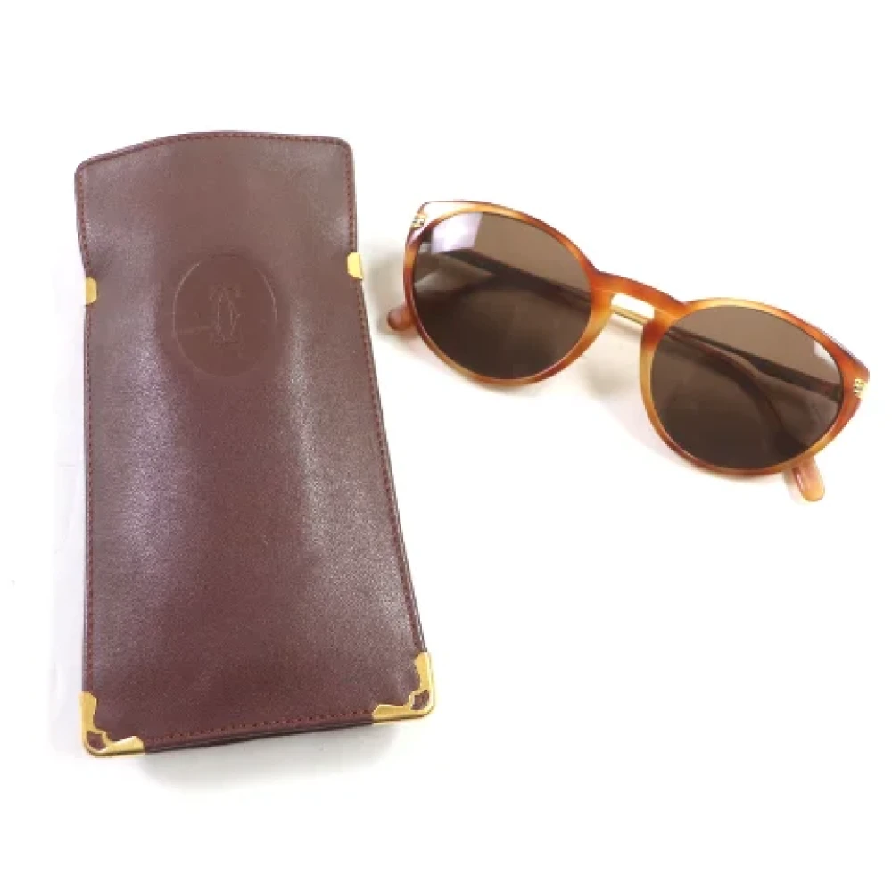 Cartier Vintage Pre-owned Fabric sunglasses Brown Heren