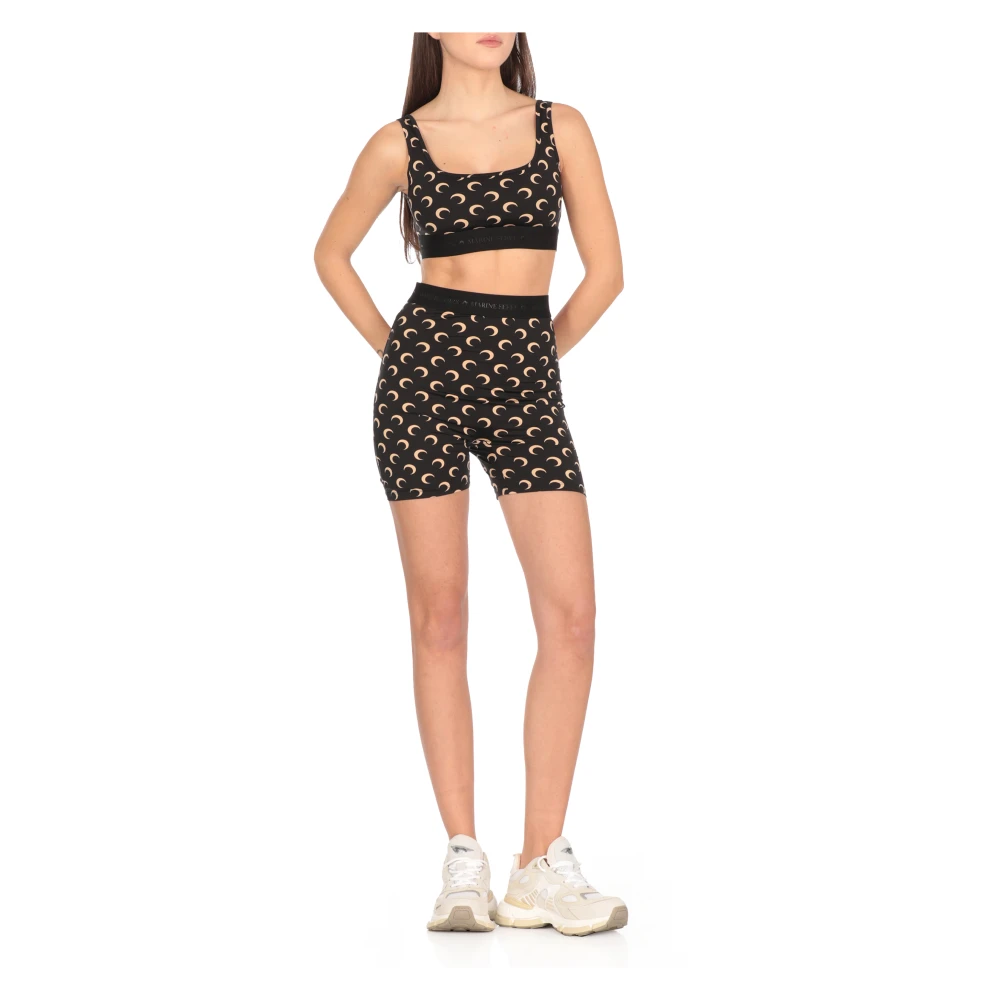 Marine Serre Zwarte Mouwloze Top met Maanlogo Black Dames