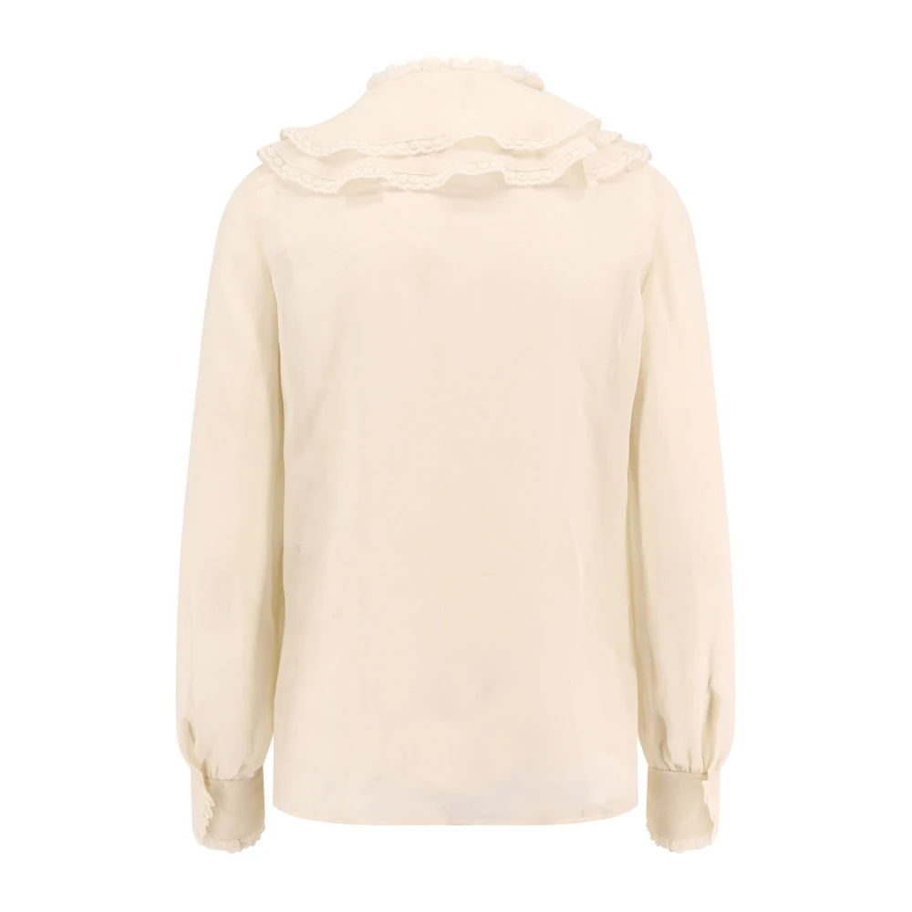 Chloé Zijden overhemd met kanten details Beige Dames