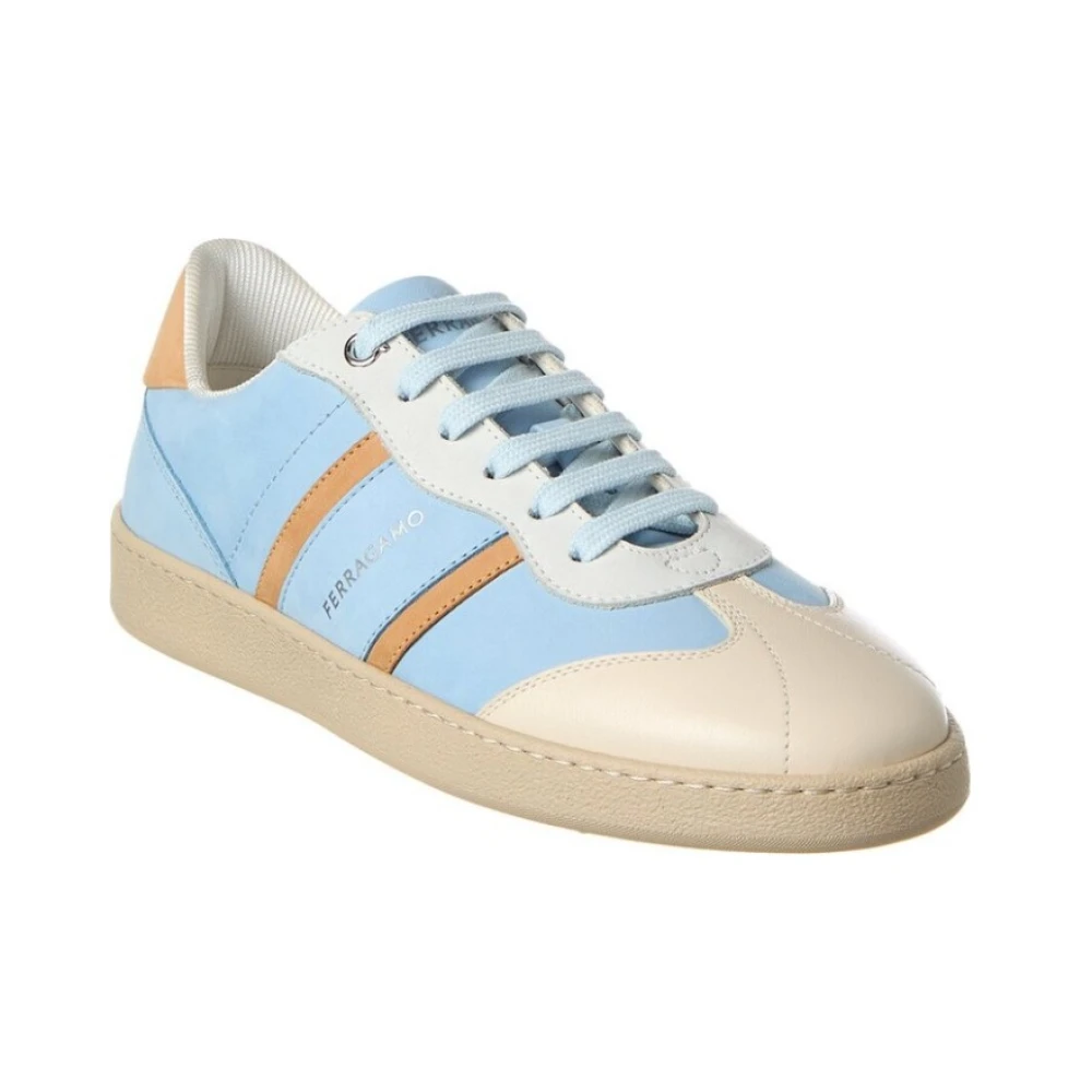 Ferragamo Achille 1 Leather Sneakers Heren Schoenen Blauw