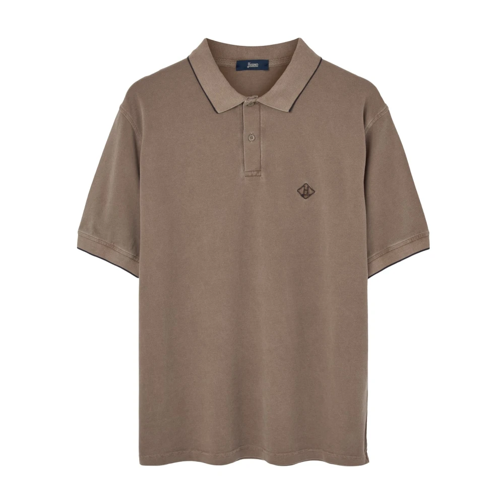 Herno Men's Brown Polo Shirts, 2XL, Stylish Camel T-Shirts And Polos