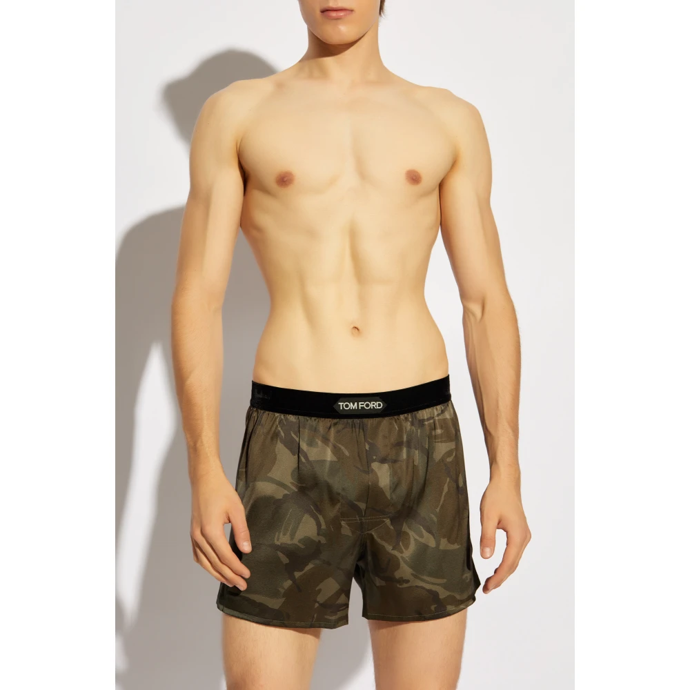 Tom Ford Satijnen boxershorts met logo Green Heren