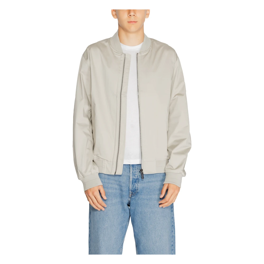Calvin Klein Grijze Zip-Up Jas Mannen Herfst Winter Gray Heren