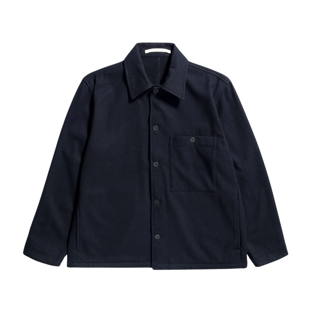 Norse Projects Wollen Folke Overshirt Blue Heren
