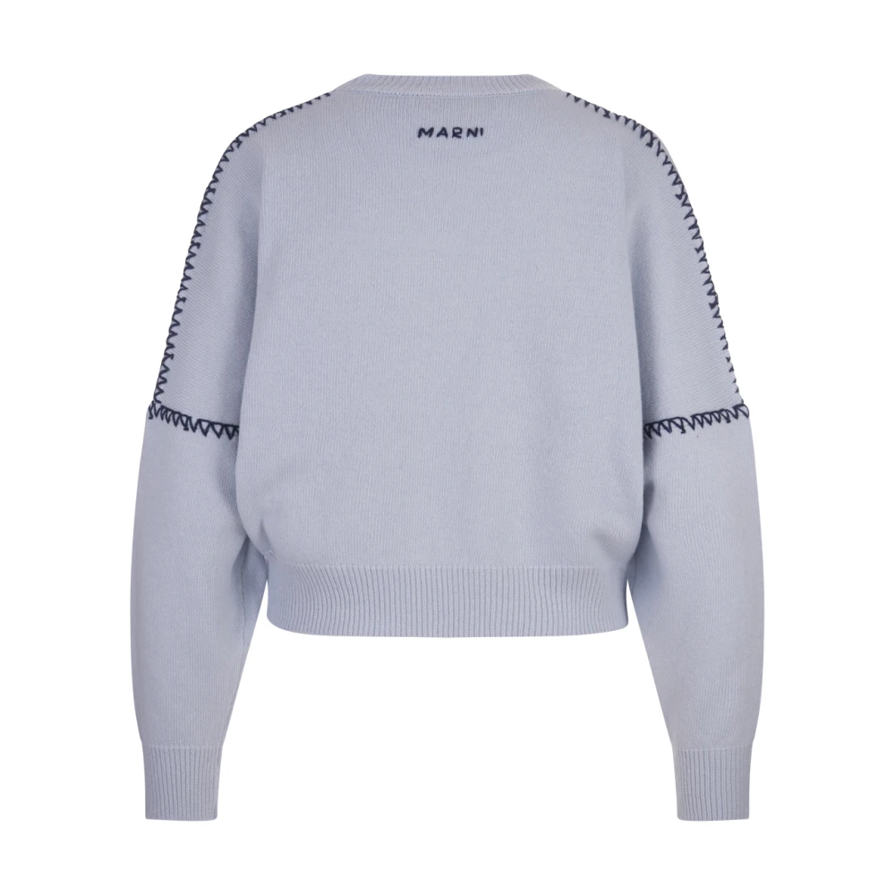 Marni Blauwe Crew-Neck Wollen Trui Blue Dames