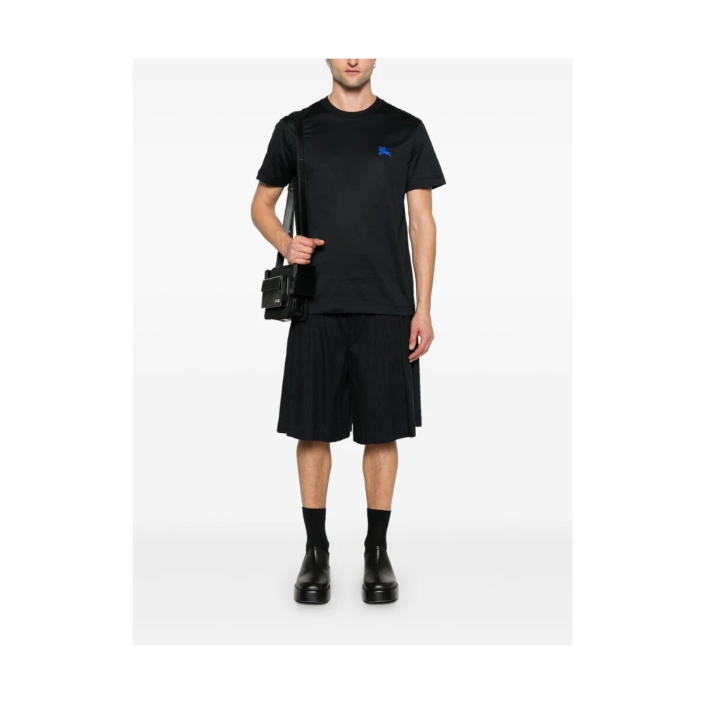 Burberry Zwart Crew Neck Geborduurd Logo T-shirt Black Heren