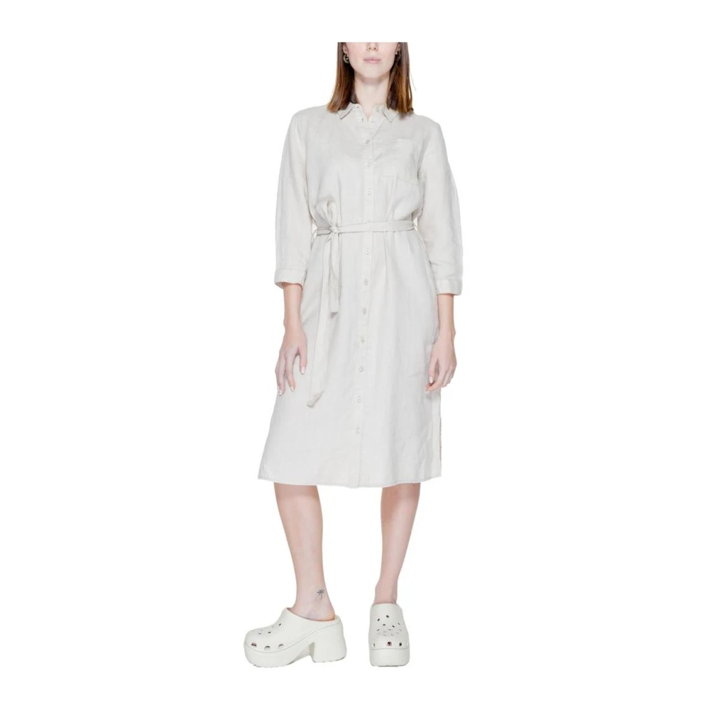 Street One Linnen Lange Jurk Lente Zomer Collectie Beige Dames