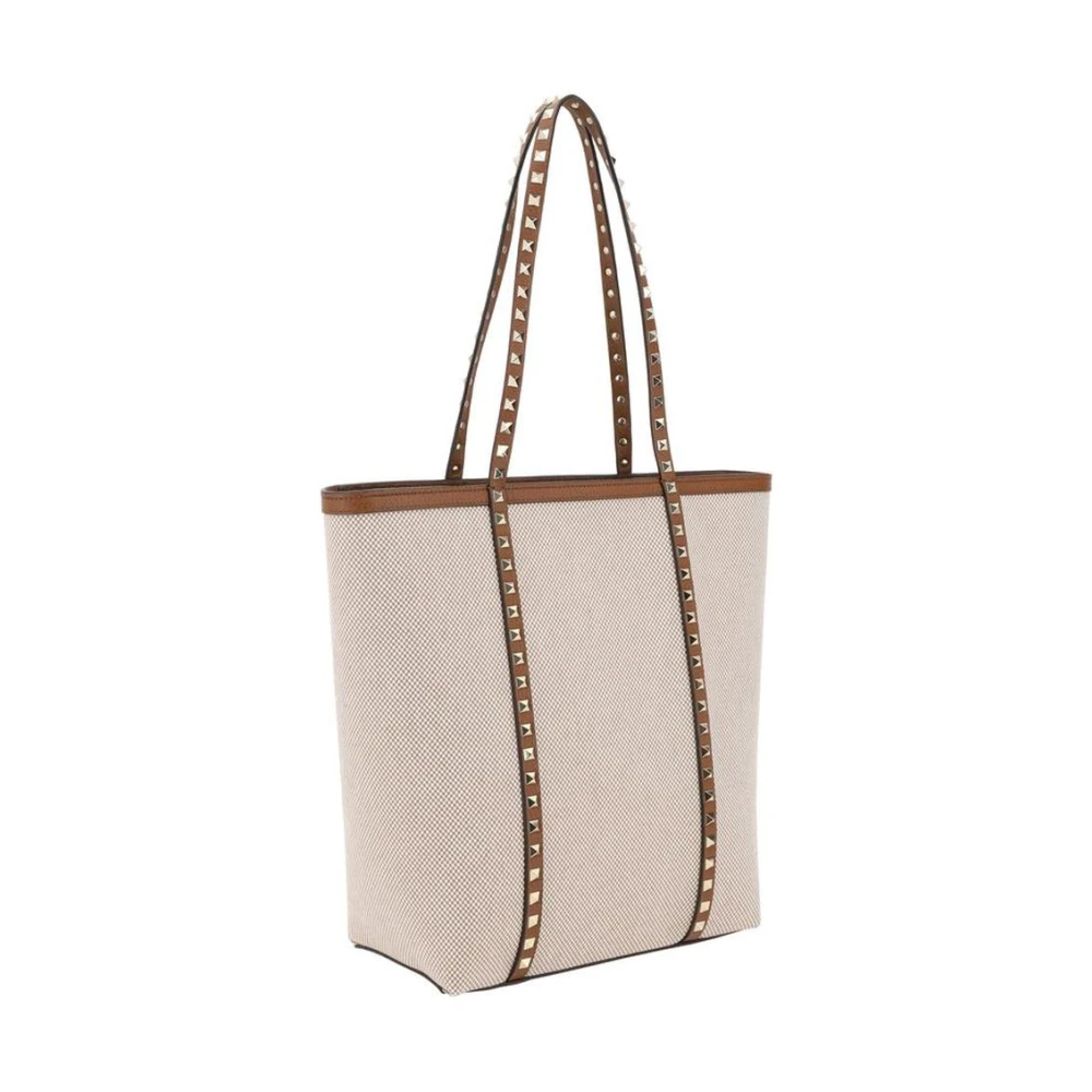Valentino Garavani Canvas Tote met Stud Detailing Beige Dames