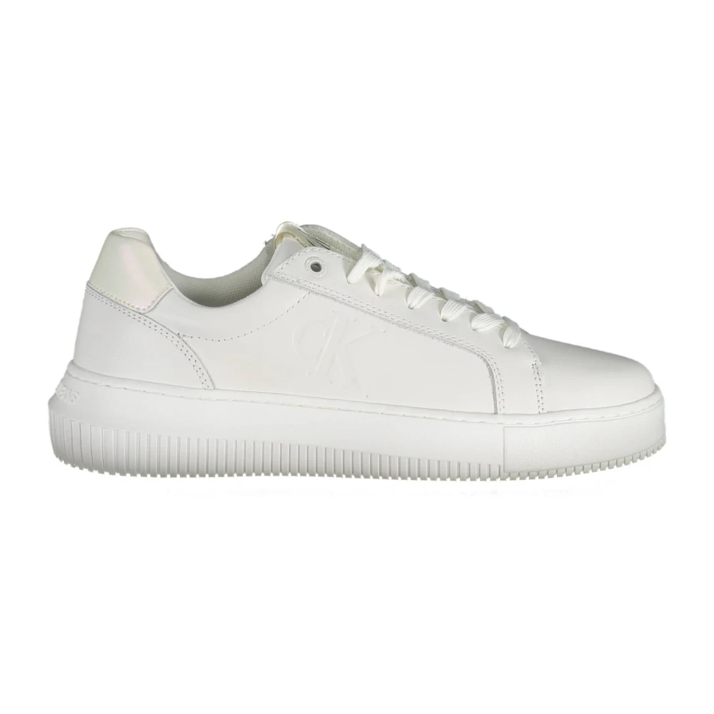 Calvin Klein Women's White Sporty Trainers With Contrast Details Size 6 Uk