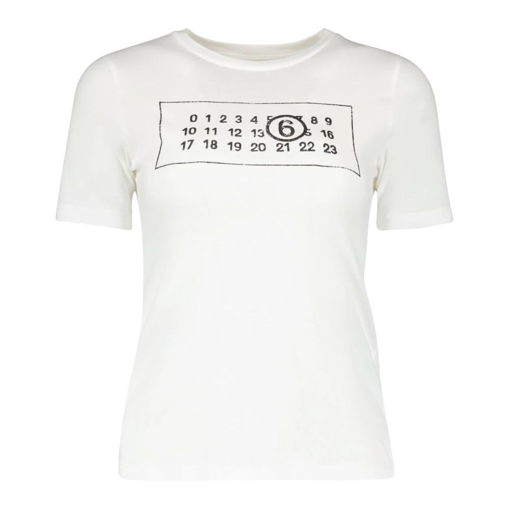 MM6 Maison Margiela Wit Katoenen T-shirt met Korte Mouwen White Dames