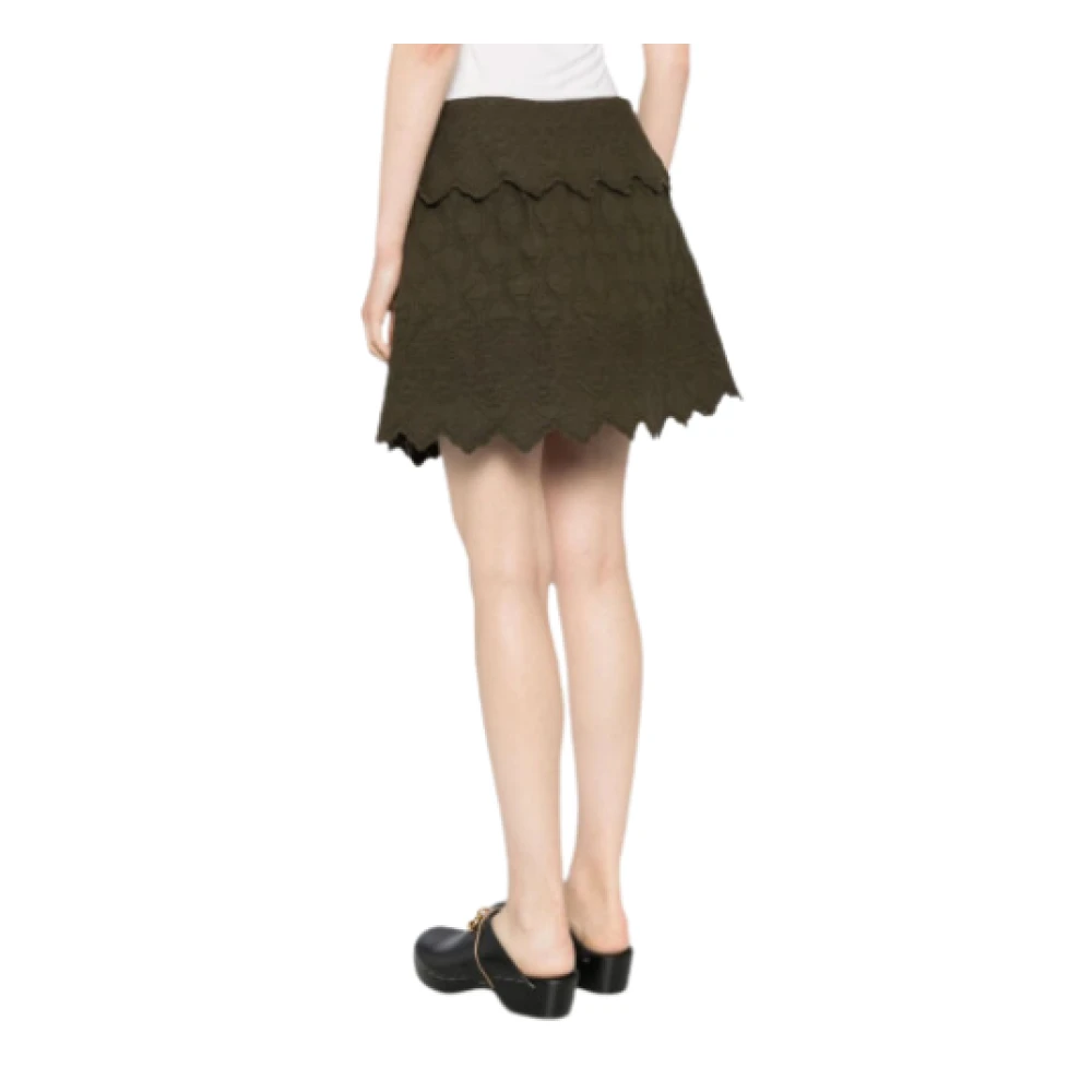 Ulla Johnson Militair Groene Geborduurde Katoenen Rok Green Dames