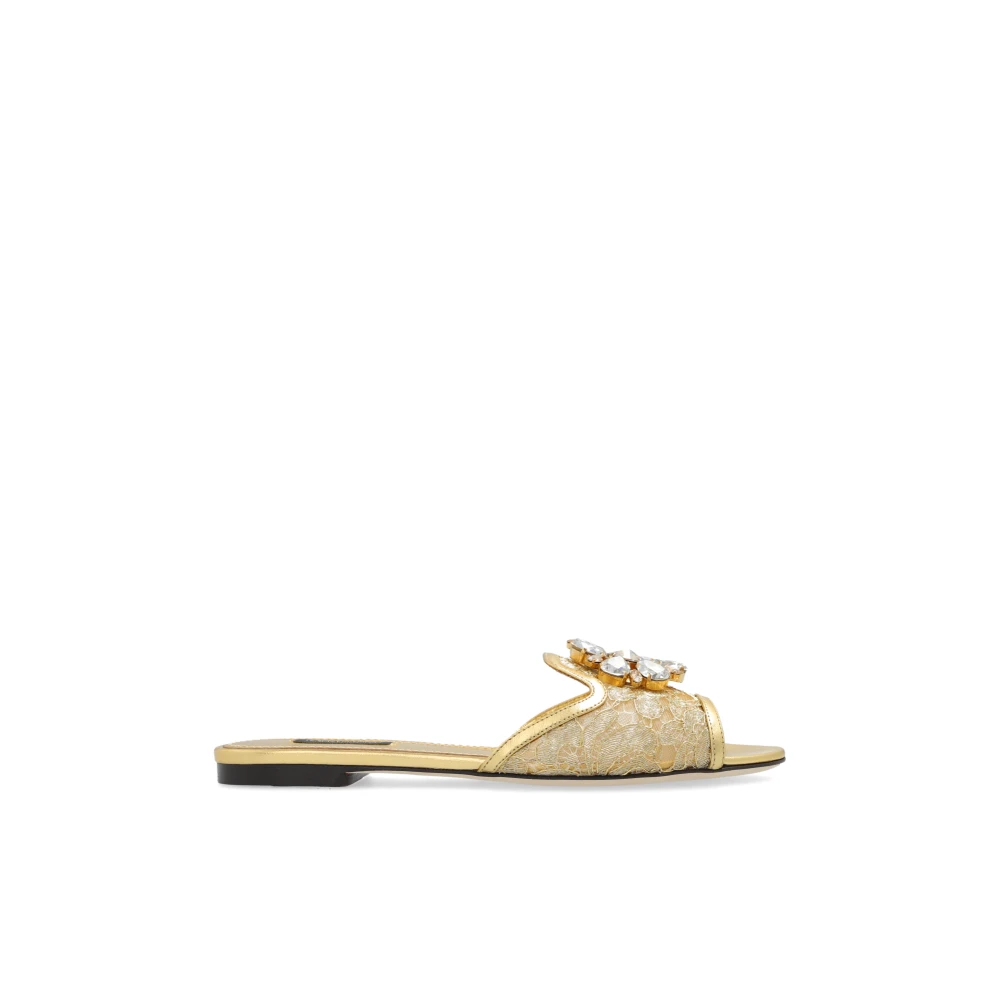 Dolce & Gabbana Women's Yellow Sliders, 4 Uk, Bianca Slides