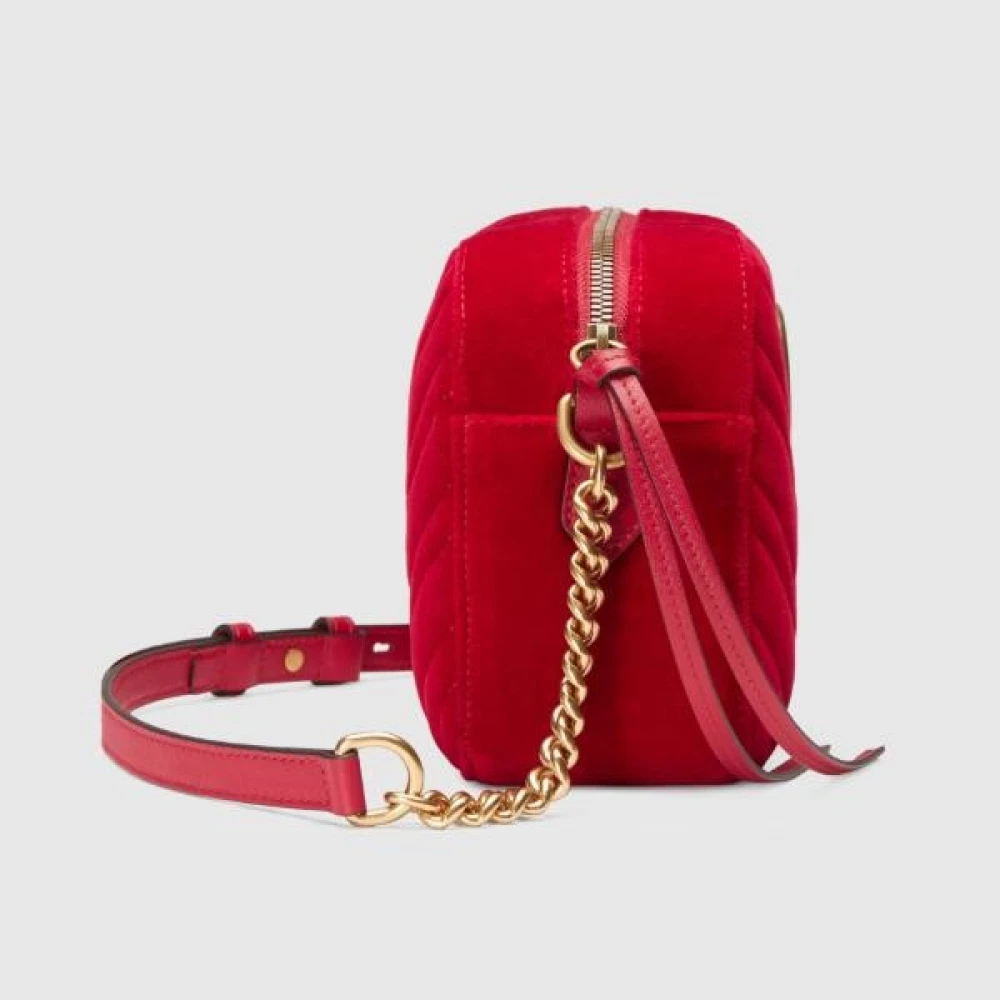 Gucci Marmont fluwelen kleine schoudertas Red Dames