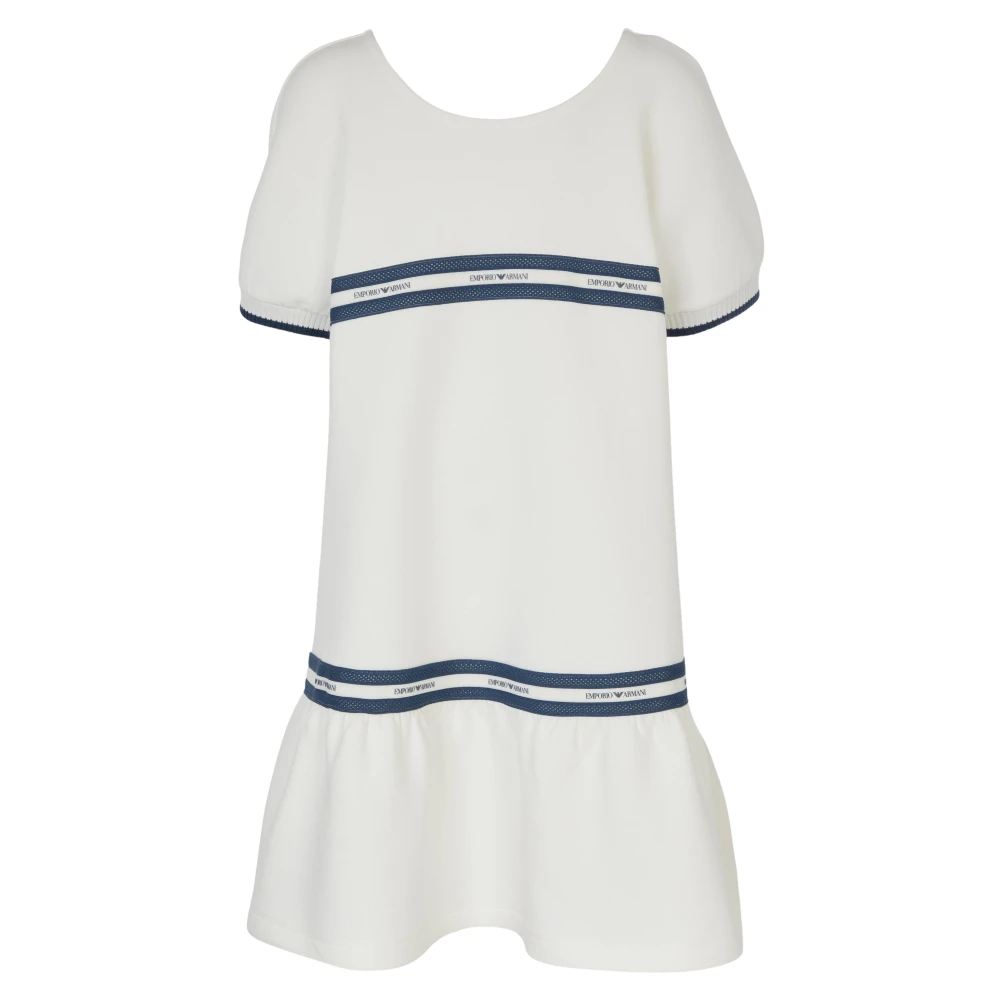 Emporio Armani Girls White Dresses, 14 Y, Logo Tape Dress In