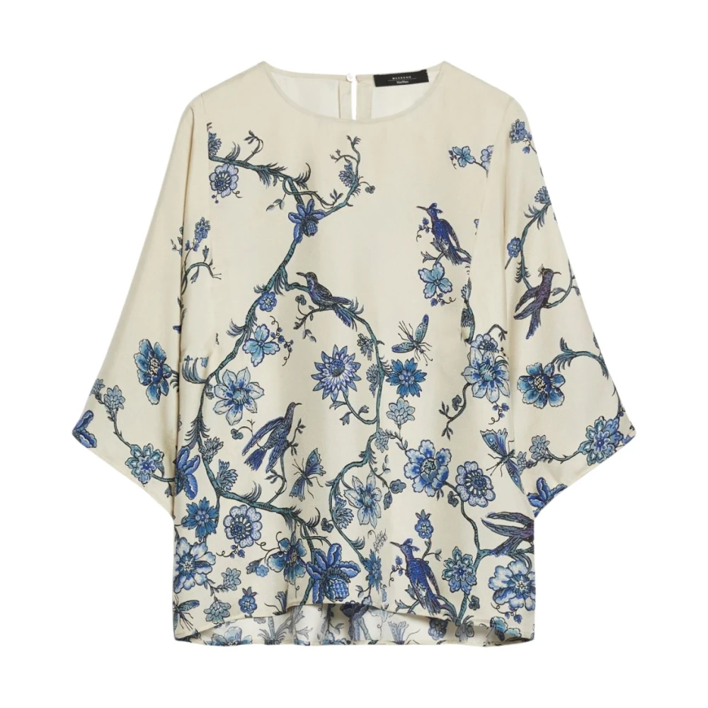 Max Mara Weekend Zijden bloes met knoopdetail Blue Dames
