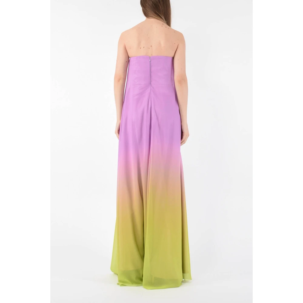 Actualee Lange satijnen jurk met kleurcontrasten Multicolor Dames