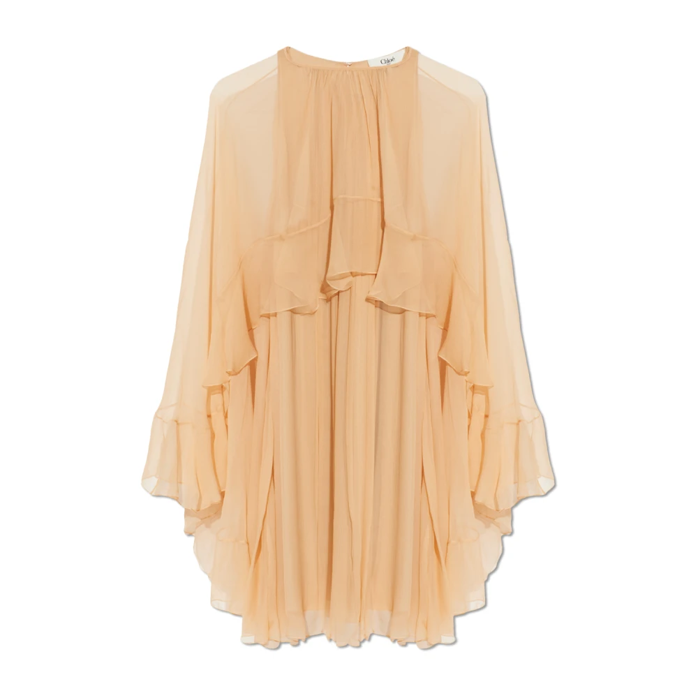 Chloé Vrouw Beige Kleedjes Dames, 2XS, Silk Dress